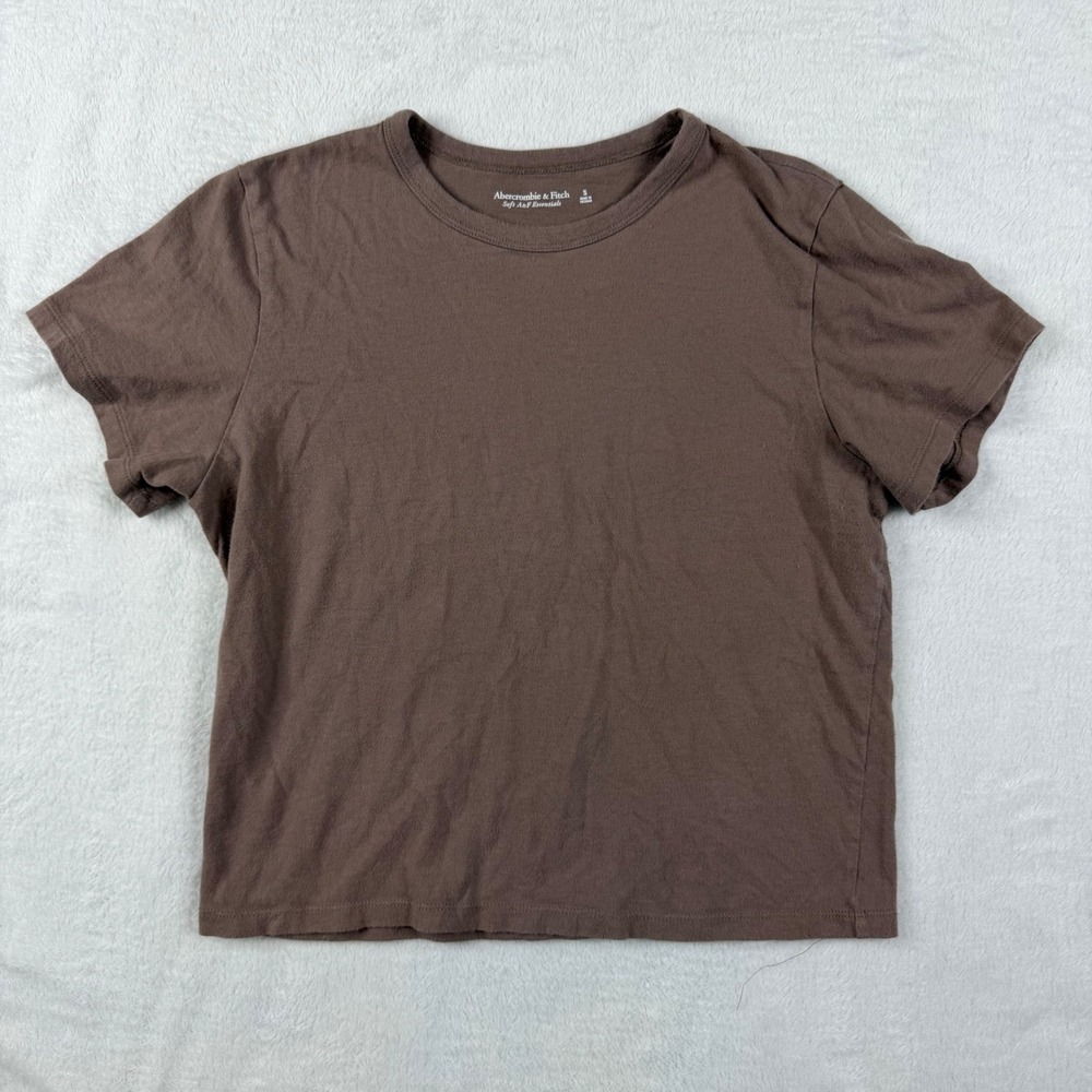 Abercrombie & Fitch Soft AF Essentials Brown Crewneck T-Shirt Womens Small